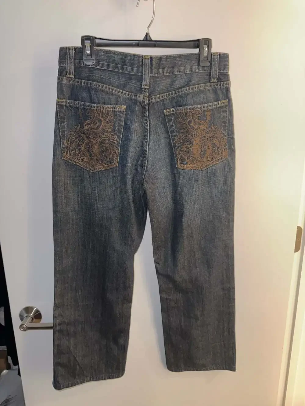 American Rag Cie Men's Dark Wash Embroidered Pocket Jeans Size 30x32